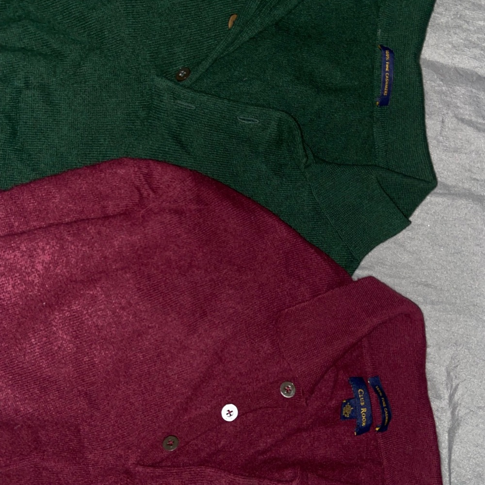 Club Room V-Neck Sweater Set - Green and Burgundy